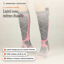 Chaussettes chauffantes version femme a lisere rose, taille unique du 36 au 46