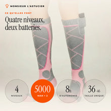 Caracteristiques : 4 niveaux, 2 batteries 5000 mAh, jusqu'a 8 h, taille unique 36-46