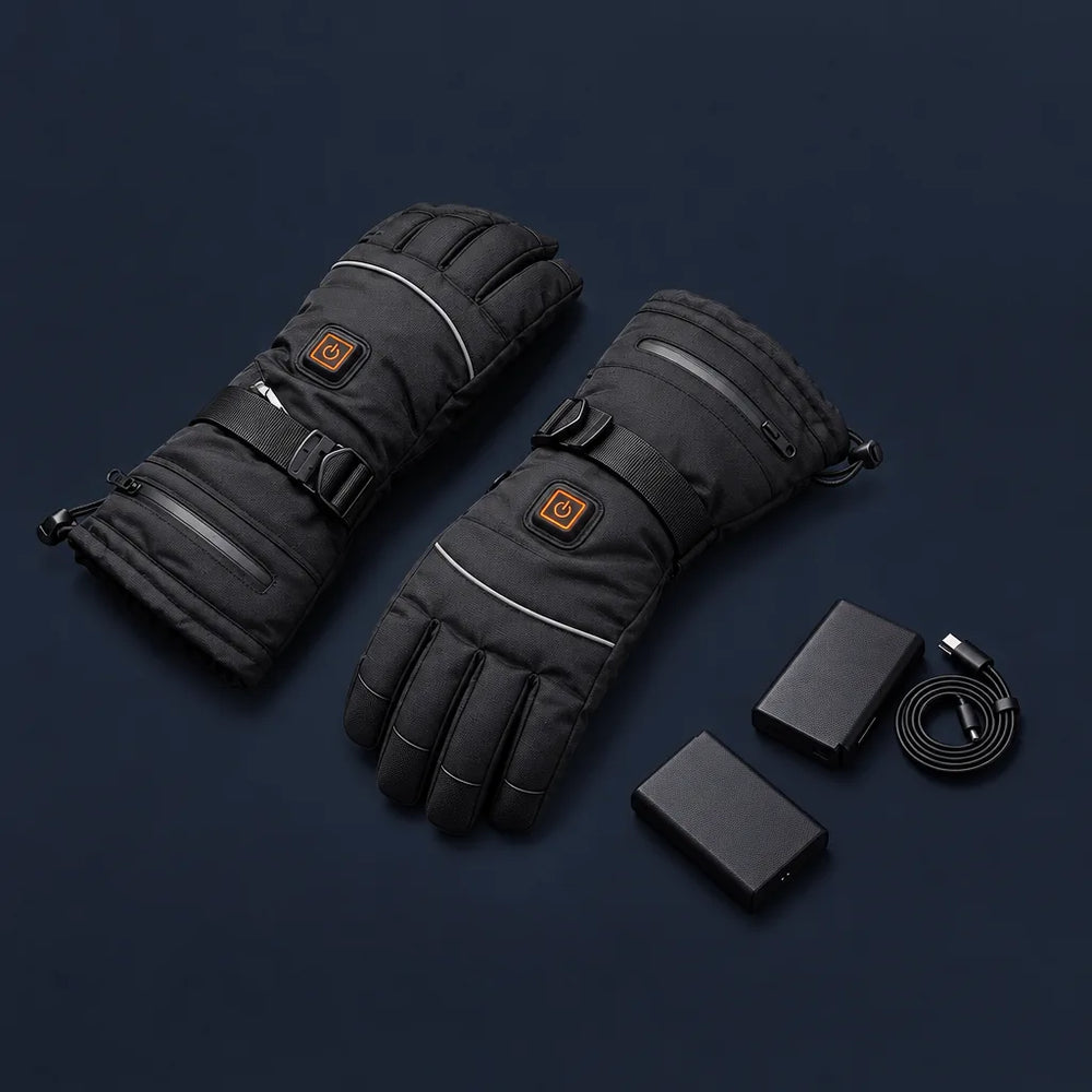 Paire de gants chauffants rechargeables avec 2 batteries 4000 mAh et câble USB