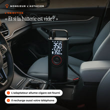 Gonfleur relie a la prise allume-cigare d'une voiture, adaptateur 12 V fourni
