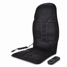 Vue complète du coussin de massage shiatsu noir avec sa télécommande filaire