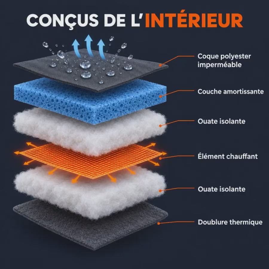 Animation des 6 couches du gant chauffant