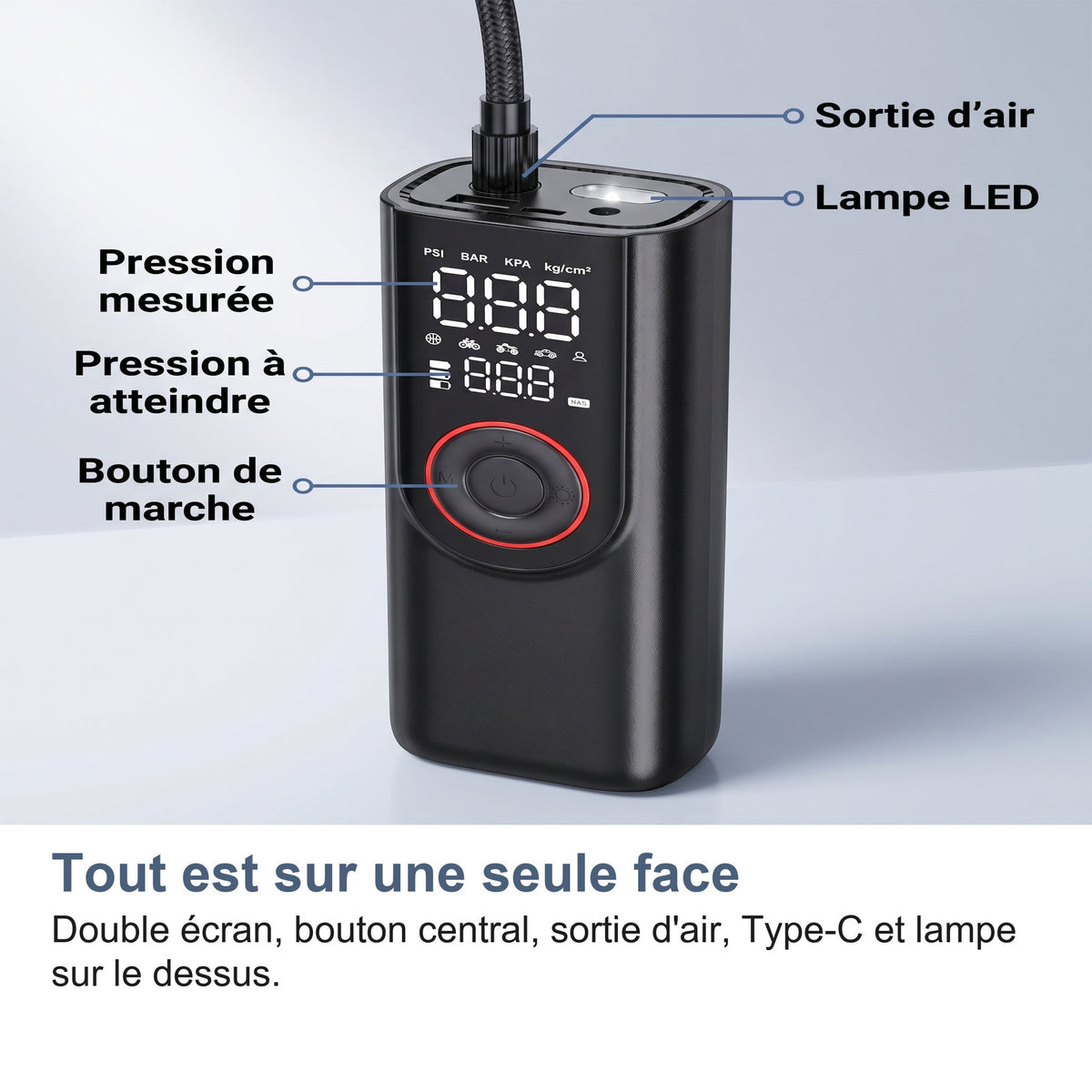 Réglez la pression cible, il s'arrête tout seul