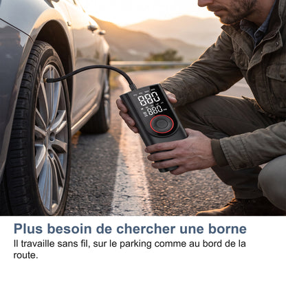 Gonfleur Pneu Voiture Sans Fil 150 PSI, Batterie 6000 mAh et Arrêt Auto