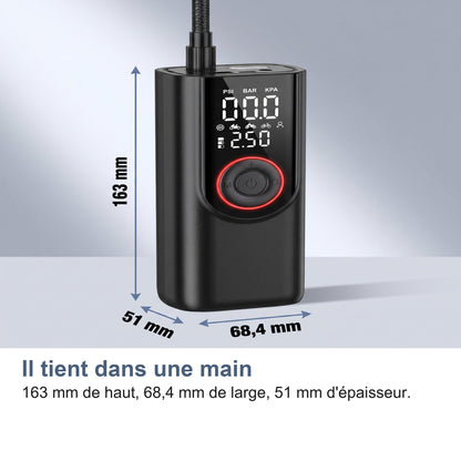 Gonfleur Pneu Voiture Sans Fil 150 PSI, Batterie 6000 mAh et Arrêt Auto
