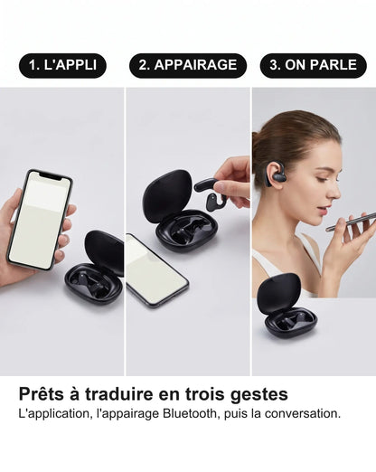 Écouteurs Traducteur Vocal Instantané 144 Langues, Oreille Libre