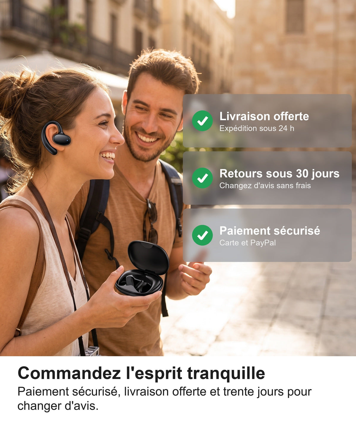 Écouteurs Traducteur Vocal Instantané 144 Langues, Oreille Libre