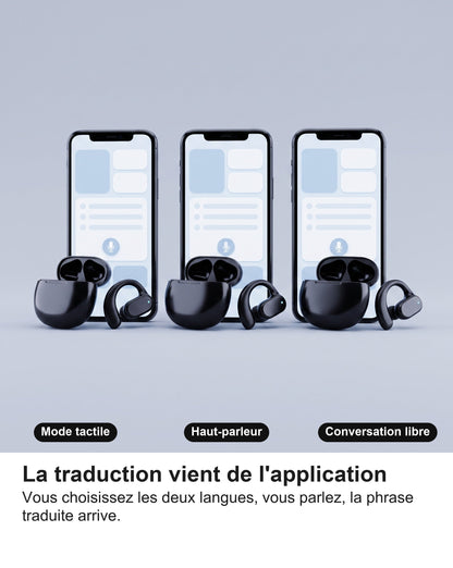 Écouteurs Traducteur Vocal Instantané 144 Langues, Oreille Libre